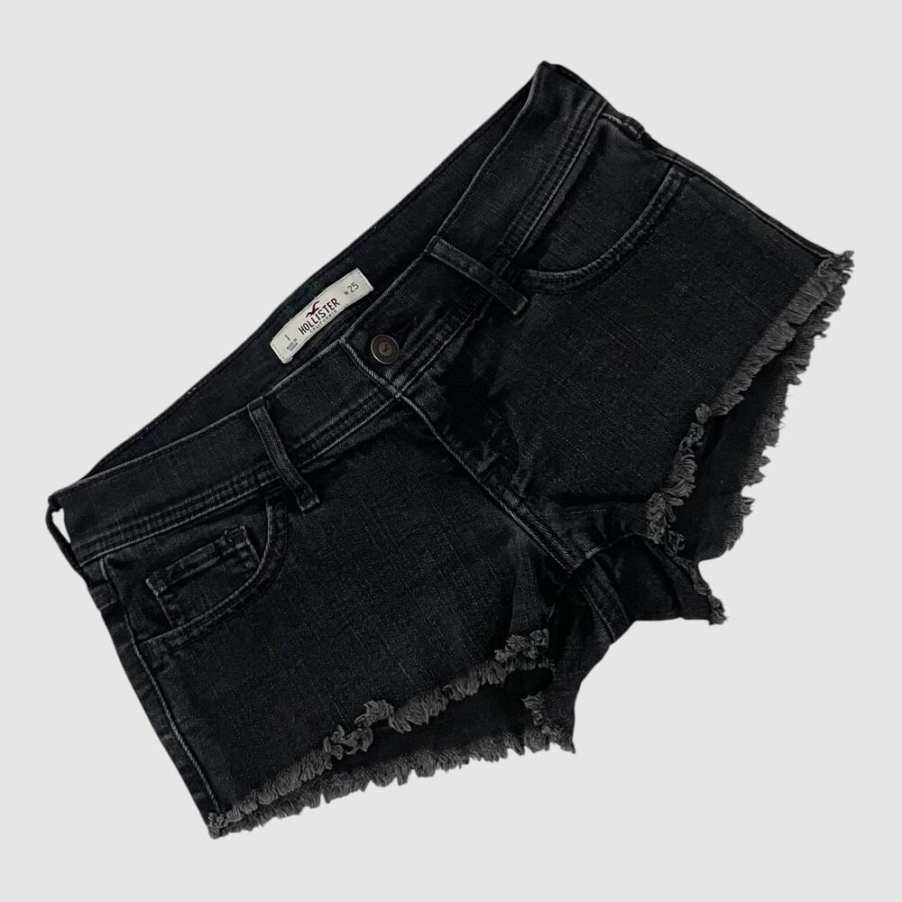 Hollister Black Denim Low Rise Mini Jean Shorts
